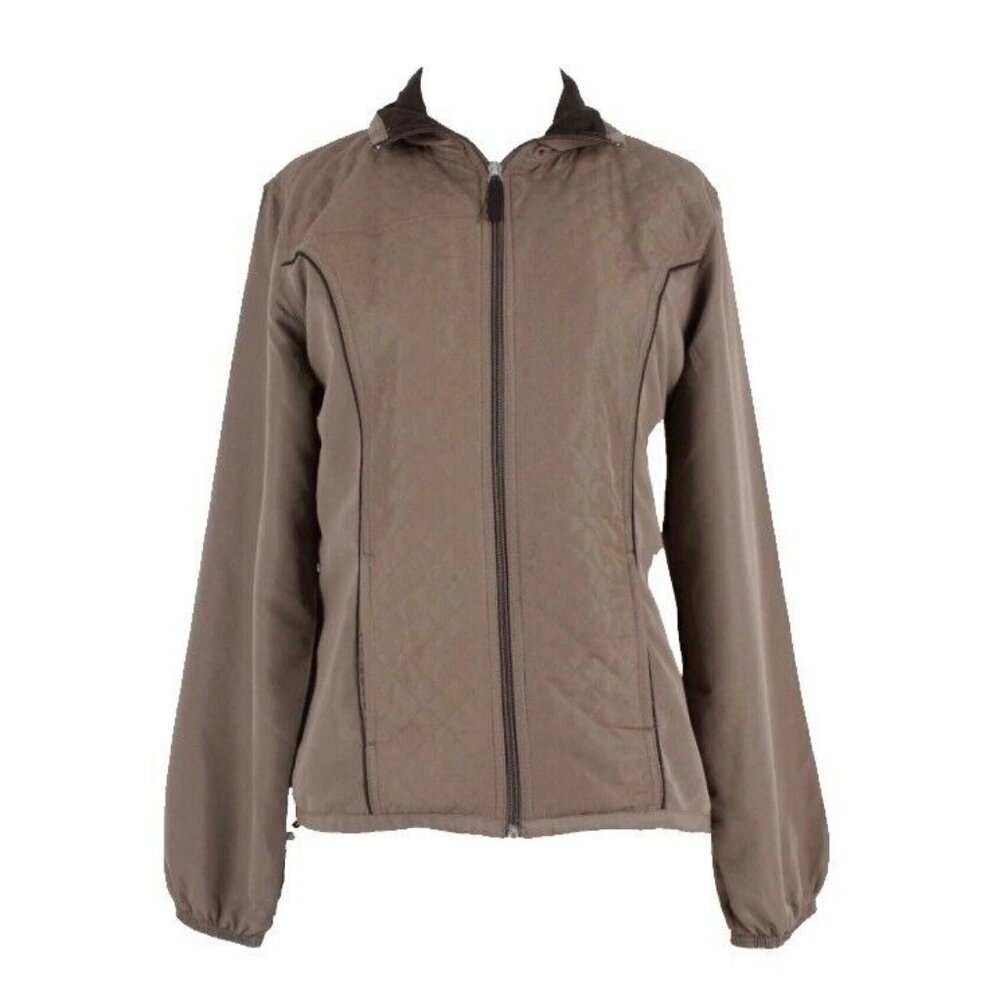 Three Hearts Sz M Brown Pocketed Collared Quilted 100% Polyester Jacket